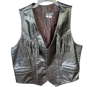 Steer Brand Leather Fringe Snap Western Motorcycle Vest SZ M